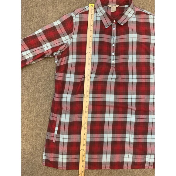 Duluth Trading Shirt Womens L Plaid Flannel Tunic Snap Tab Long Sleeve Pullover - Picture 4 of 11